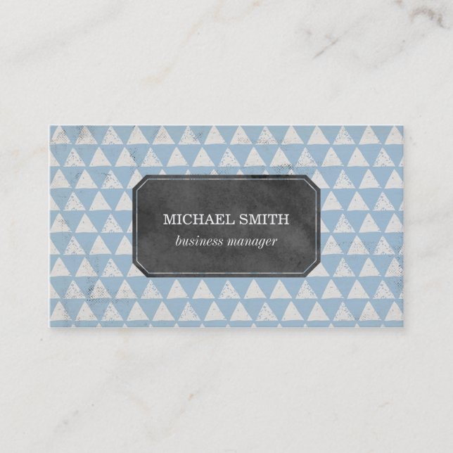 Carte De Visite Motif géométrique bleu de triangle (Devant)