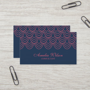 Carte De Visite Motif géométrique bleu et rose d'avant-plan élégan