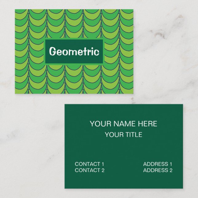 Carte De Visite Motif géométrique demi-cercle vert géométrique (Devant / Derrière)