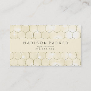 Carte De Visite Motif géométrique d'or moderne sur Ecru