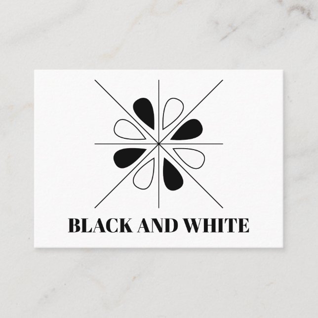 Carte De Visite Motif géométrique Floral noir et blanc (Devant)
