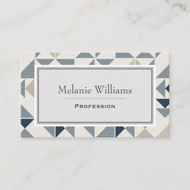 Carte De Visite Motif géométrique moderne gris bleu (Devant)