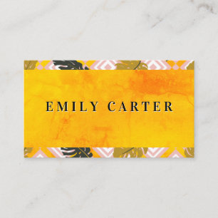 Carte De Visite Motif géométrique Palm Leave   Texture orange
