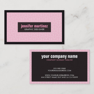 Carte De Visite Motif géométrique rose blanc et noir Art déco