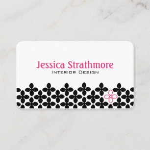 Carte De Visite Motif géométrique rose et noir