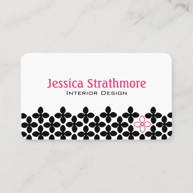 Carte De Visite Motif géométrique rose et noir (Devant)