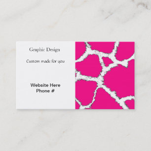 Carte De Visite Motif Girafe Rose et Blanc