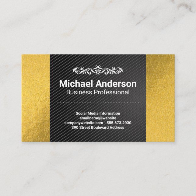 Carte De Visite Motif Gold Foil | Noir de carbone (Devant)