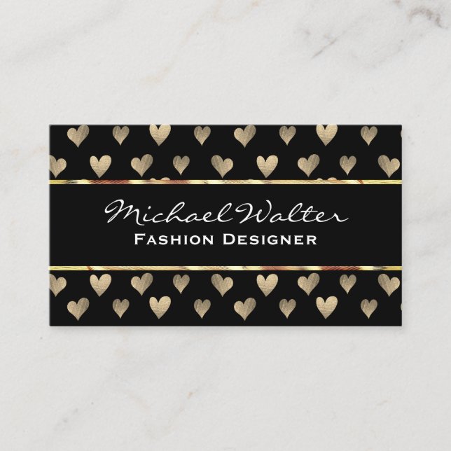 Carte De Visite Motif Gold Heart (Devant)