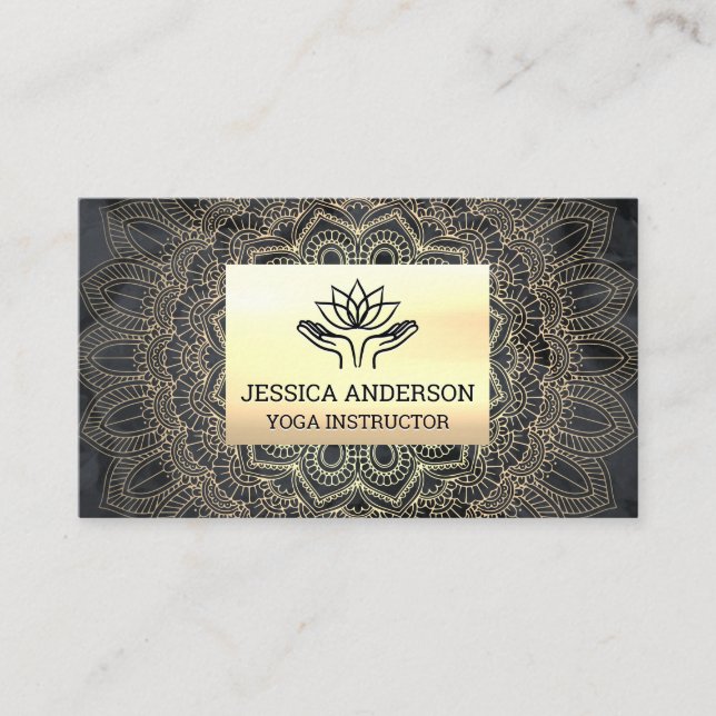 Carte De Visite Motif Gold Mandala | Guérir les mains de Lotus (Devant)