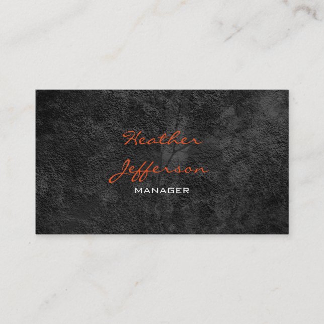 Carte De Visite Motif gris élégant tendance Orange Script Manager (Devant)