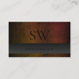 Carte De Visite Motif gris foncé orange avec monogramme