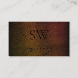 Carte De Visite Motif gris foncé orange avec monogramme