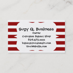 Carte De Visite Motif horizontal rouge et blanc de rayures