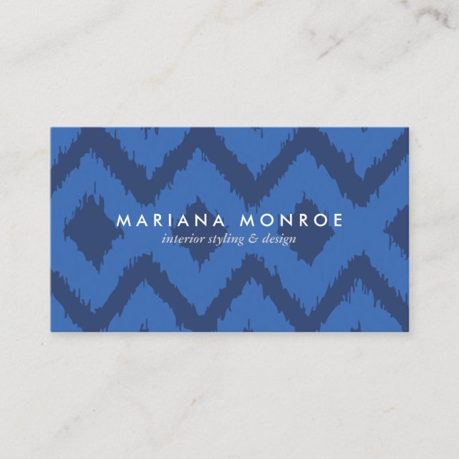 Carte De Visite MOTIF IKAT DESIGNER en BLUE II (Devant)
