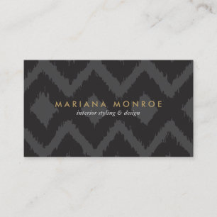 Carte De Visite MOTIF IKAT DESIGNER en gris foncé