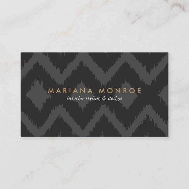 Carte De Visite MOTIF IKAT DESIGNER en gris foncé (Devant)