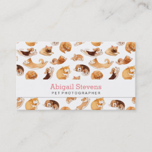 Carte De Visite Motif illustré par chiens mignons d'aquarelle