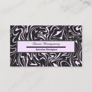 Carte De Visite Motif liquide en marbre noir et rose