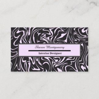 Carte De Visite Motif liquide en marbre noir et rose