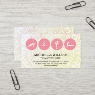 Carte De Visite Motif Mandala   Icône Poses Yoga