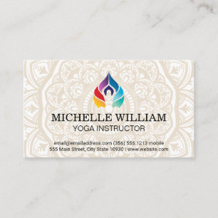 Carte De Visite Motif Mandala   Logo Rainbow Color Yoga