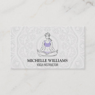 Carte De Visite Motif Mandala   Méditation   Femme en Pose de Yoga
