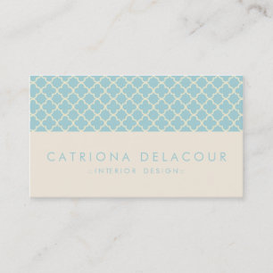 Carte de visite Motif marocain chic bleu et ivoire
