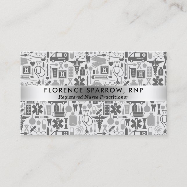 Carte De Visite Motif moderne de soins d'infirmier autorisé (Devant)