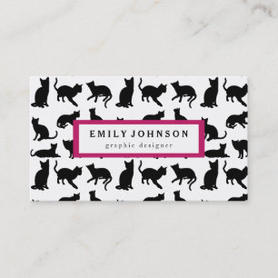 Carte De Visite Motif moderne élégant de chats noirs customisé