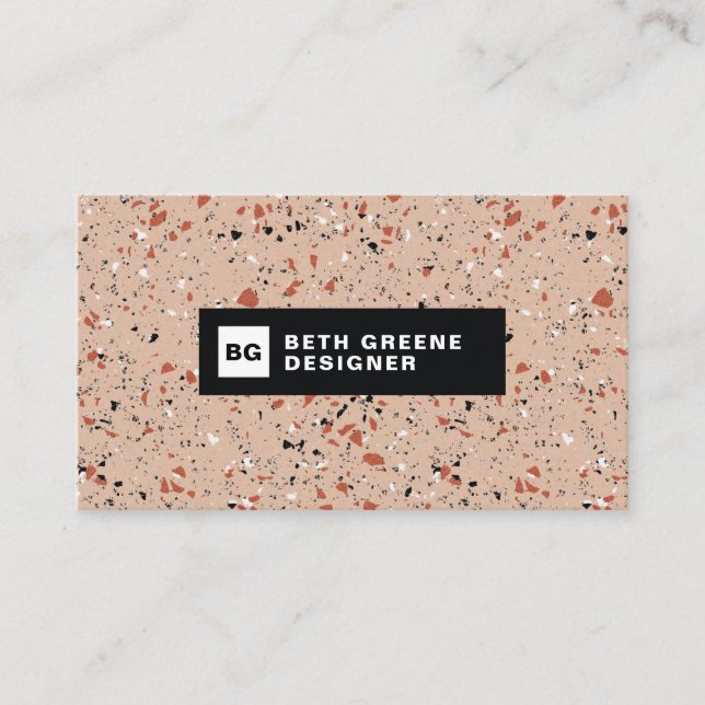 Carte De Visite Motif moderne en marbre rose clair Terrazzo (Devant)