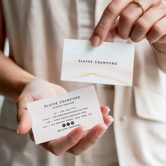 Carte De Visite Motif moderne en marbre rose pastel (Modern soft pastel blush pink marble agate pattern)