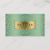 Motif moderne Mint Green & Gold Zebra Stripes