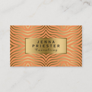 Carte De Visite Motif moderne Orange & Gold Zebra Stripes
