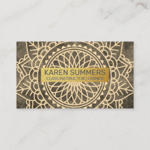 Carte De Visite Motif Namaste   Cadre en métal doré