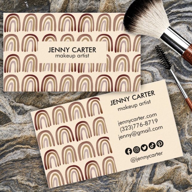 Carte De Visite Motif Neutre Earthy Rainbows Boho Unique Brown (Créateur téléchargé)