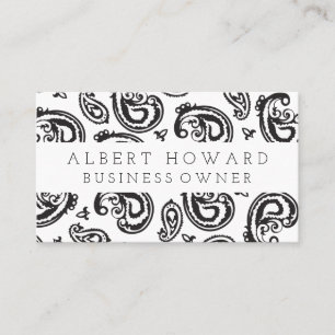 Carte De Visite Motif noir à fleurs Paisley