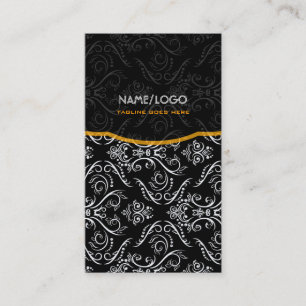 Carte De Visite Motif noir blanc orange fin ligne