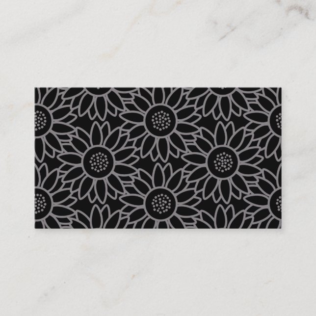 Carte De Visite Motif noir de tournesol (Devant)