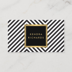 Carte De Visite Motif noir et blanc rétro Glam Gold Nom Logo