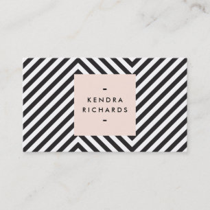 Carte De Visite Motif noir et blanc rétro Nom simple Logo