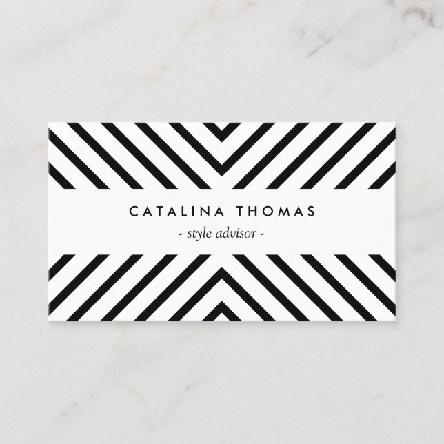 Carte De Visite Motif noir et blanc tendance Retro Mod (Devant)