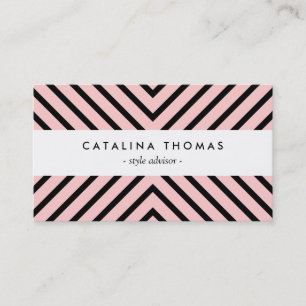Carte de visite Motif noir et rose Retro Mod