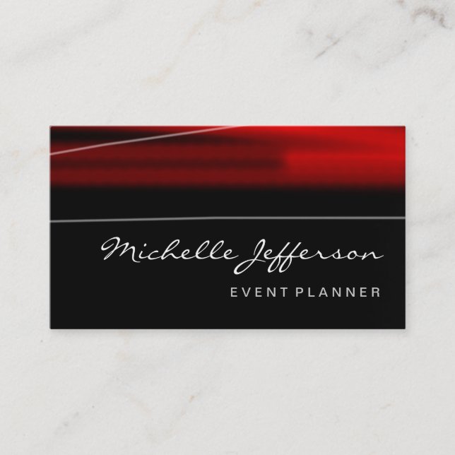 Carte de visite Motif noir  tendance Script Red (Devant)
