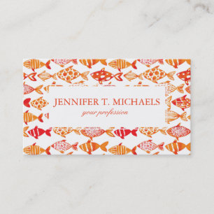 Carte De Visite Motif orange lumineux de poissons d'aquarelle