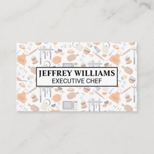 Carte De Visite Motif Outils de Cuisine Chef