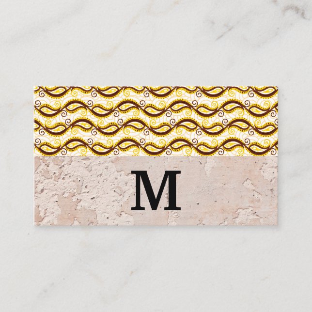 Carte De Visite Motif Paisley jaune | Mur de texture (Devant)