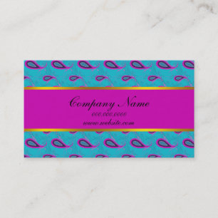 Carte De Visite Motif Peacock et Magenta Paisley