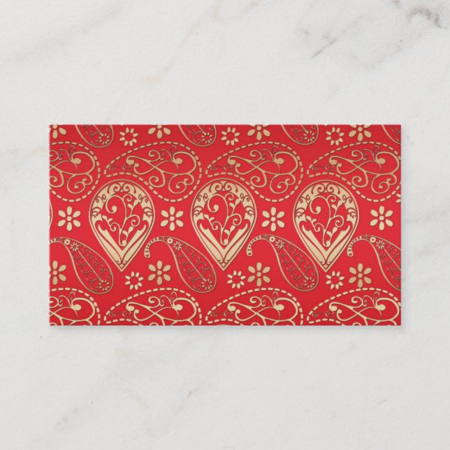 Carte De Visite Motif Red Gold Paisley Bandana (Devant)