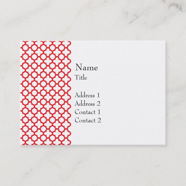 Carte De Visite Motif Red Quatrefoil (Devant)